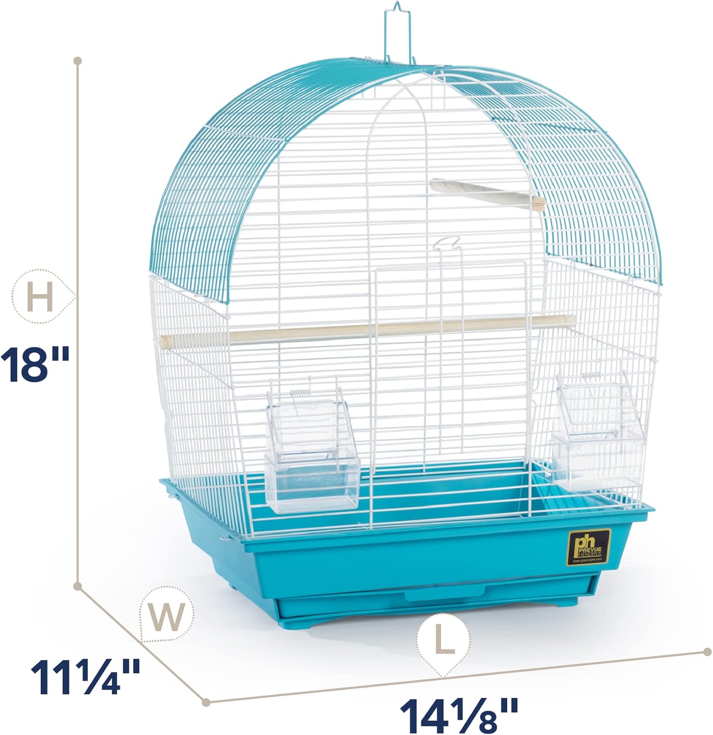 Prevue Pet Products South Beach Dome Top Bird Cage - Ideal for Parakeets, Finches, Budgies, & Canaries, Small & Portable Indoor Bird Cage, Functional Permanent or Travel Bird Cage - White & Teal - Image 5