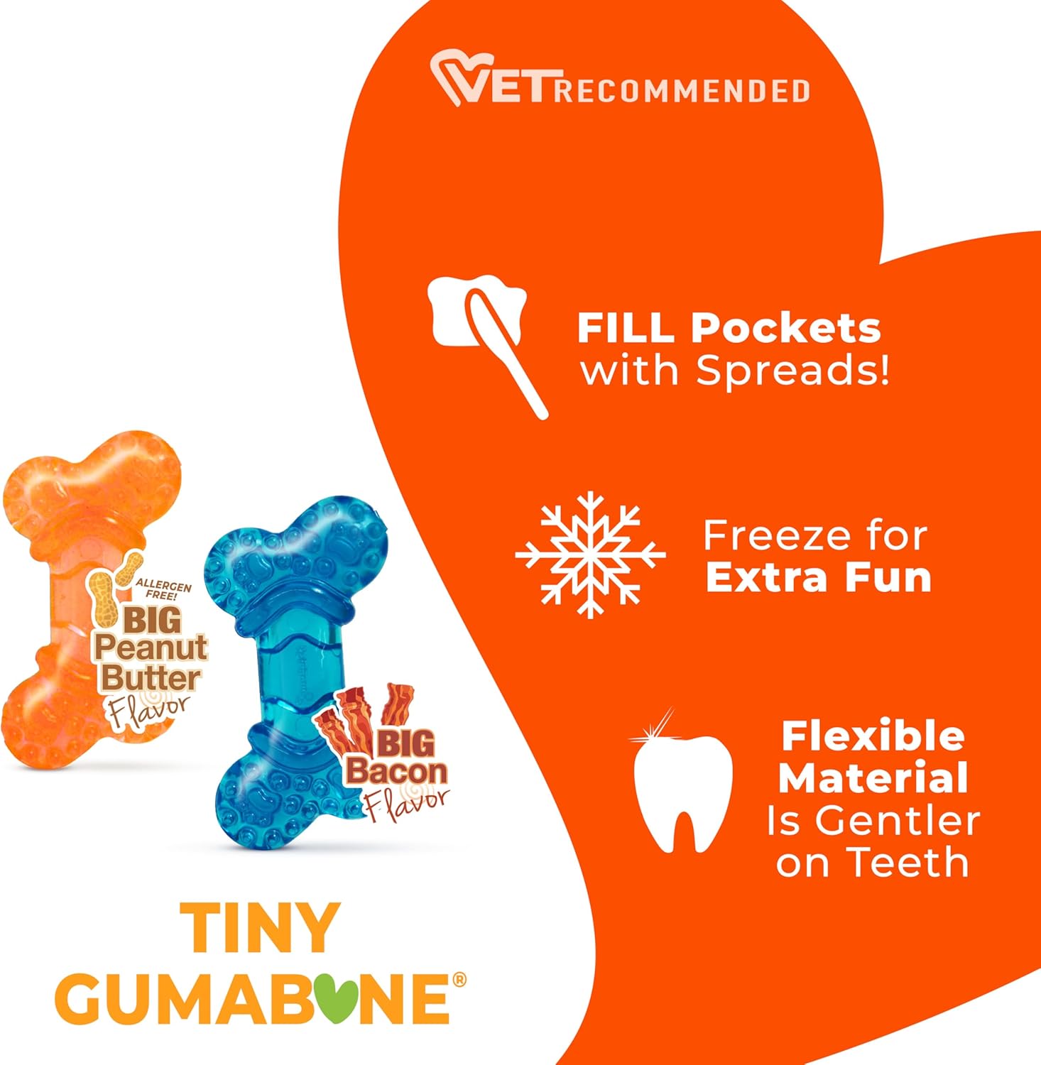 Nylabone Moderate Chew Flexi Chew Bone Peanut Butter & Bacon XX-Small/Tiny (2 Count) - Image 4
