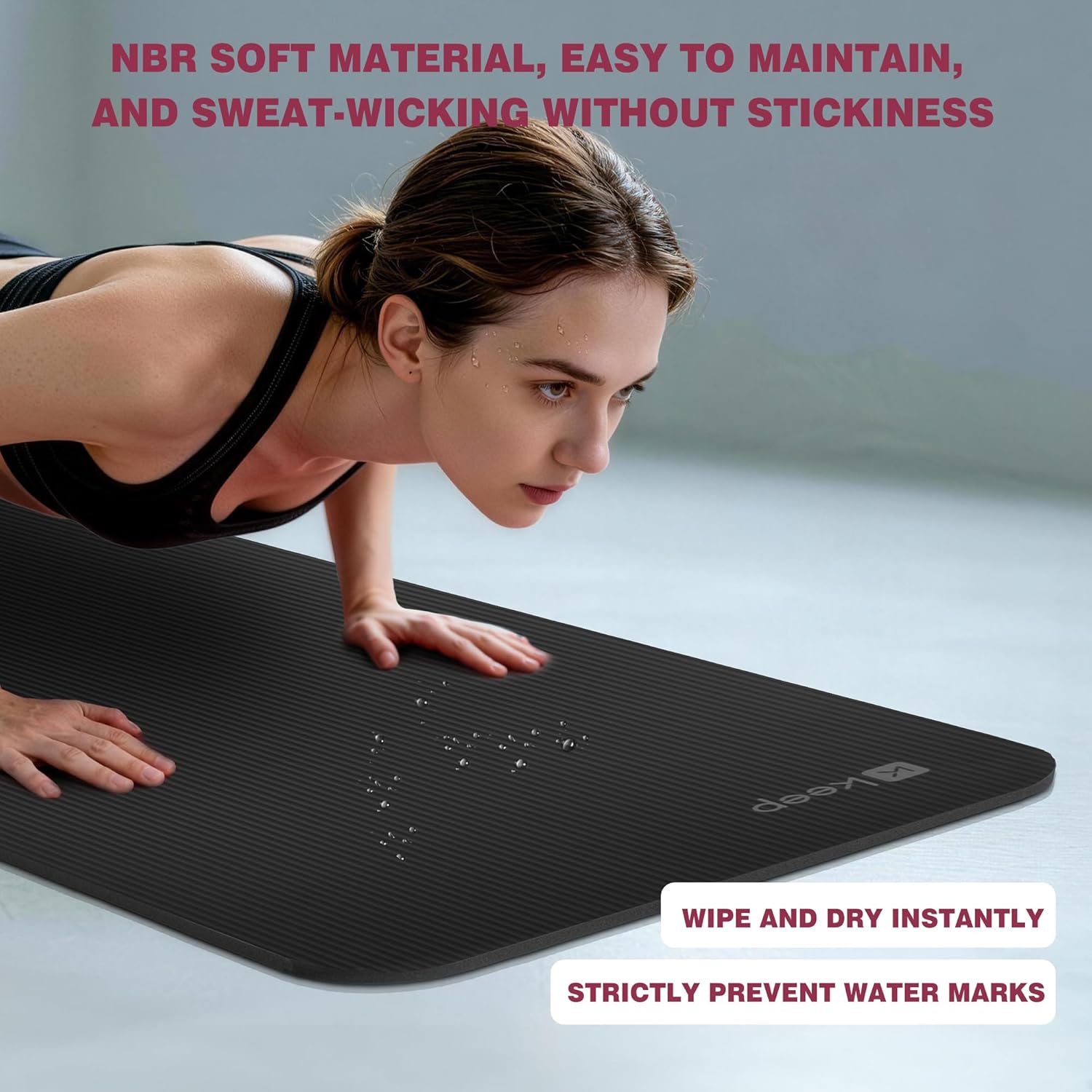KEEP Extra Thick NBR Yoga Mat for Women & Men, 10mm Thick, 72”x24” Large Exercise Mat with Non-Slip Workout Mat for Yoga, Pilates, Stretching, Meditation – Wide & Cushioned Fitness Mat - Image 6