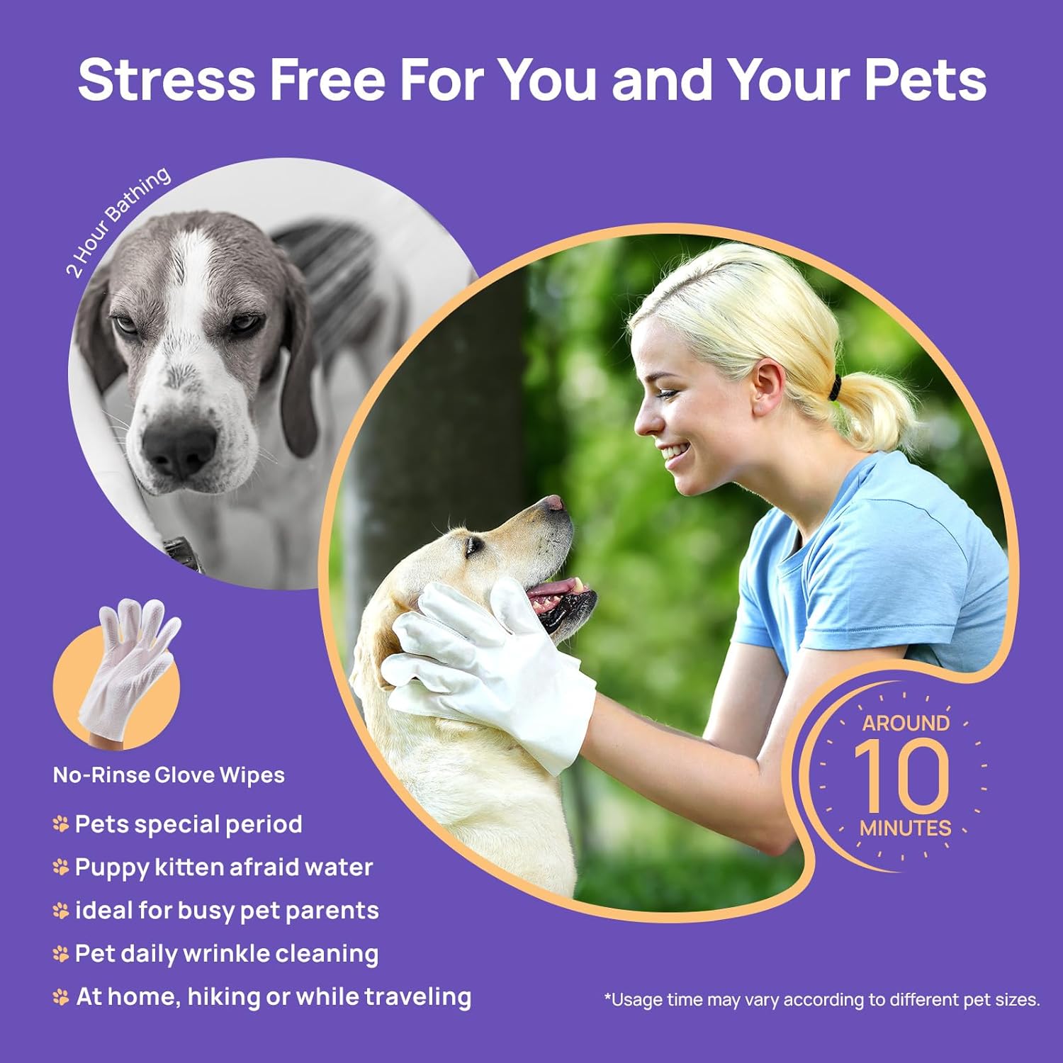 HICC PET Cleaning Deodorizing Glove Wipes for Dogs & Cats, Vet Recommended Hypoallergenic Hydrating & Nourish Fur Pet Grooming Glove Wipes, Pet Bathing Wipes for Horse Coat Care,6pcs Coconut Scent - Image 5