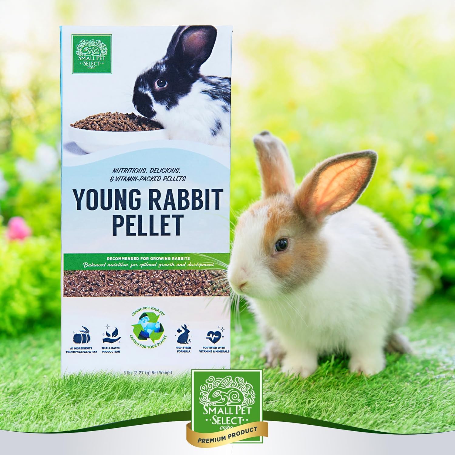 Small Pet Select Young Rabbit Pellet Food, Pellets, Treats for Bunny Rabbits High Fiber Timothy Hay Based Formula, 5lb - Image 6