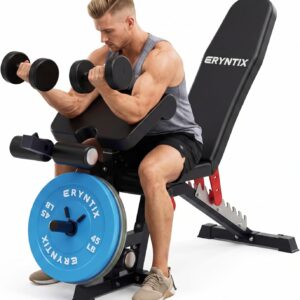 Adjustable Workout Bench, 1600LBS Heavy-Duty Weight Bench with Leg Extension/Curl, Preacher Pad, 3-Position Incline/Decline/Flat, ISCC PLUS Certified for Home Gym Full Body Strength Training