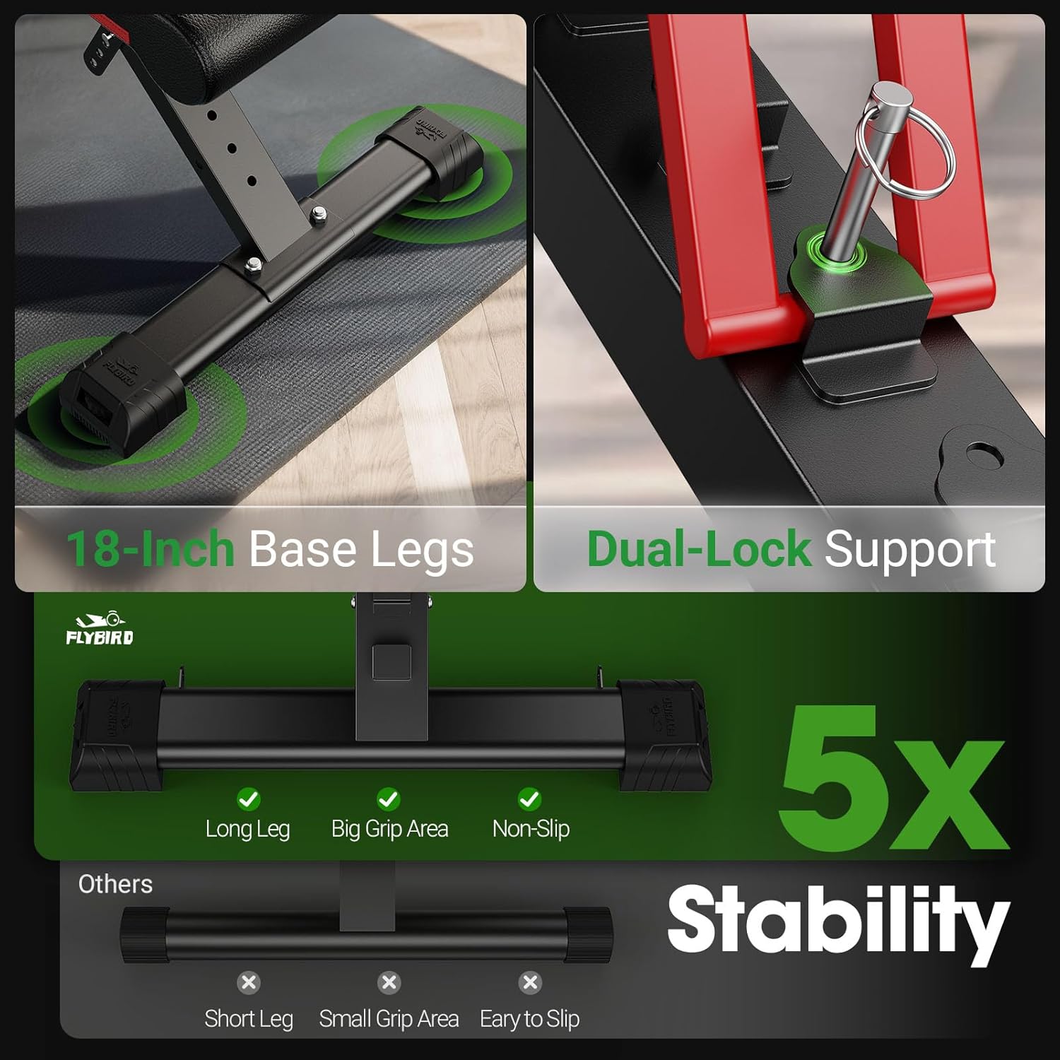 FLYBIRD WB3 Weight Bench up to 6'5", 750LBS Capacity Adjustable Weight Bench for Workout, 27LBS Sturdy Foldable Bench Press for Home Gym, 5X Stable Lifting Bench Incline Decline Flat Dumbbell Exercise - Image 4