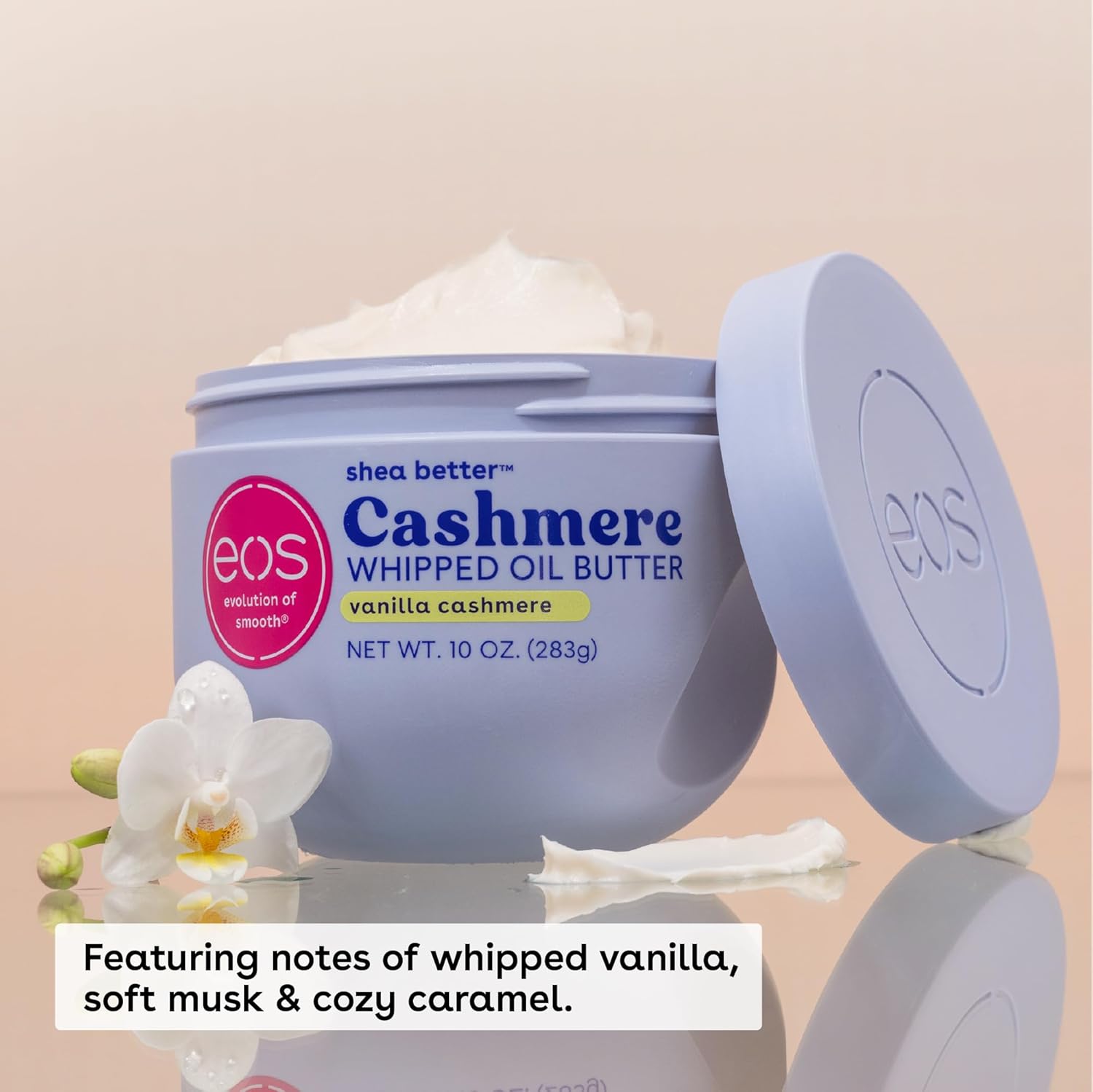 eos Cashmere Whipped Oil Body Butter, Vanilla Cashmere, 72 Hour Weightless Moisture For Dry Skin, Rich Formula and Deep Hydration, Body Care, 10 oz - Image 2