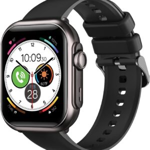 Smart Watches for Men Women: 1.85″ Smartwatch with 30 Day+Battery Life Make/Answer Call Sleep Heart Rate SpO2 Monitor IP68 Waterproof 120+Sport Mode Watch for Android iPhone Samsung Black