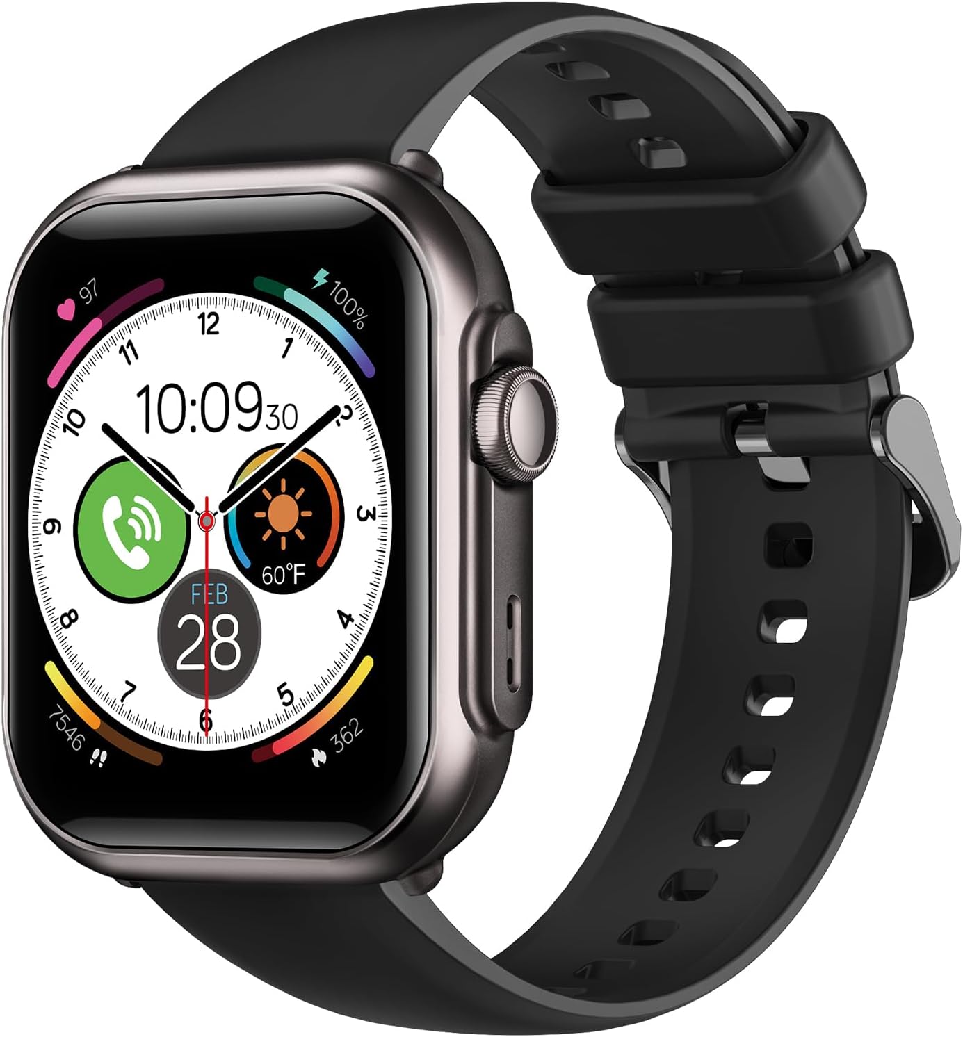 Smart Watches for Men Women: 1.85" Smartwatch with 30 Day+Battery Life Make/Answer Call Sleep Heart Rate SpO2 Monitor IP68 Waterproof 120+Sport Mode Watch for Android iPhone Samsung Black