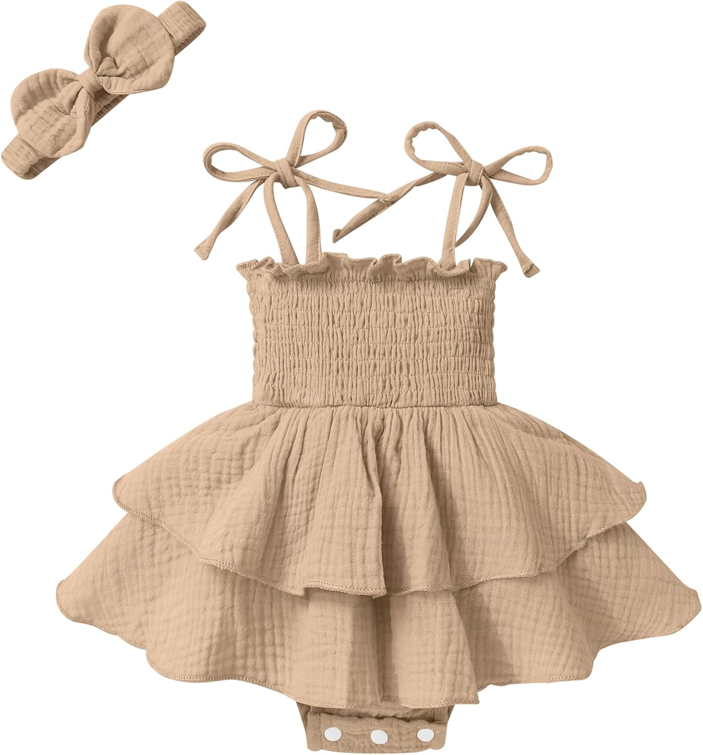 YOUNGER TREE Baby Girl Clothes Infant Summer Romper Dress Sleeveless Bodysuit Jumpsuit with Headband Toddler Outfits