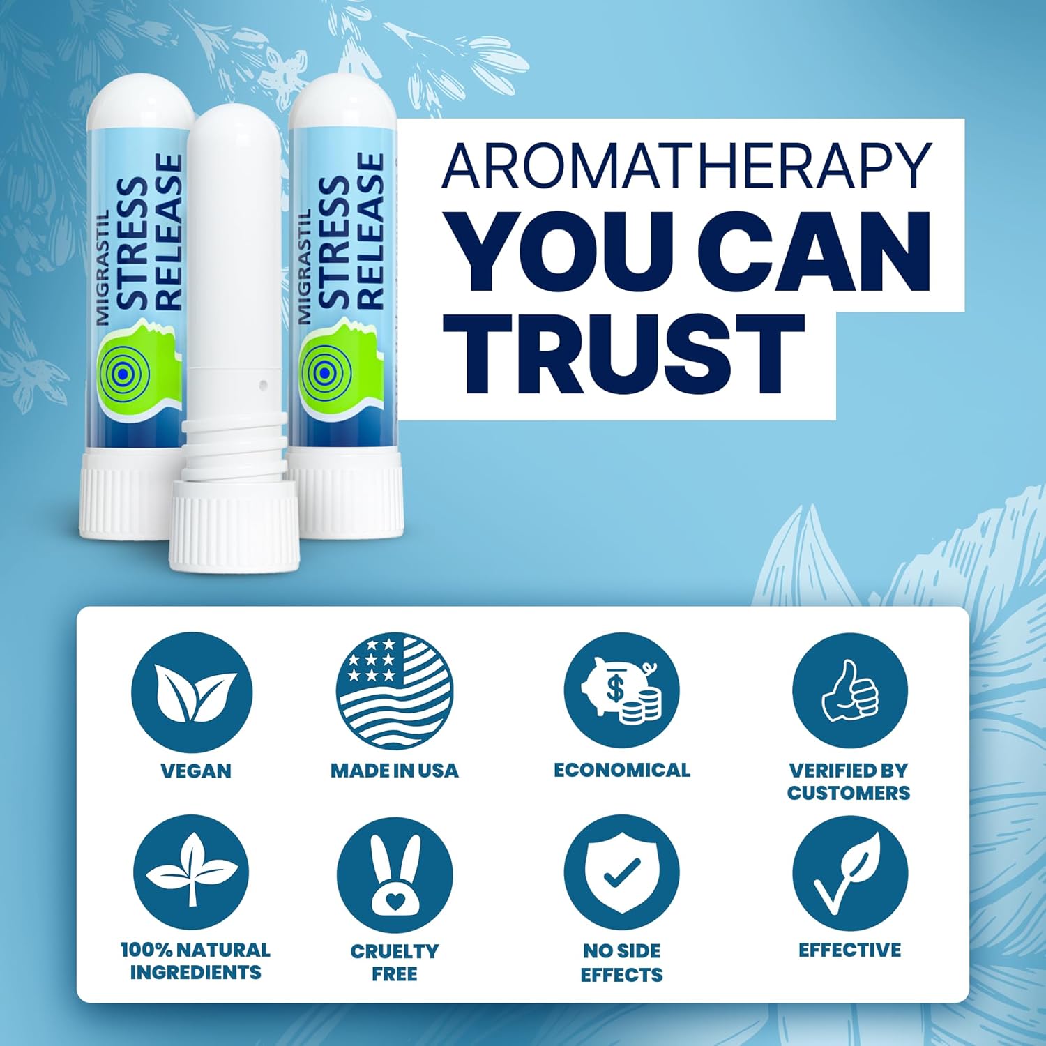 Migrastil Stress Release Inhaler 2-Pack, Calm Aromatherapy Formula, Natural Stress Relief with Peru Balsam and Other Essential Oils. Made in The USA. - Image 5