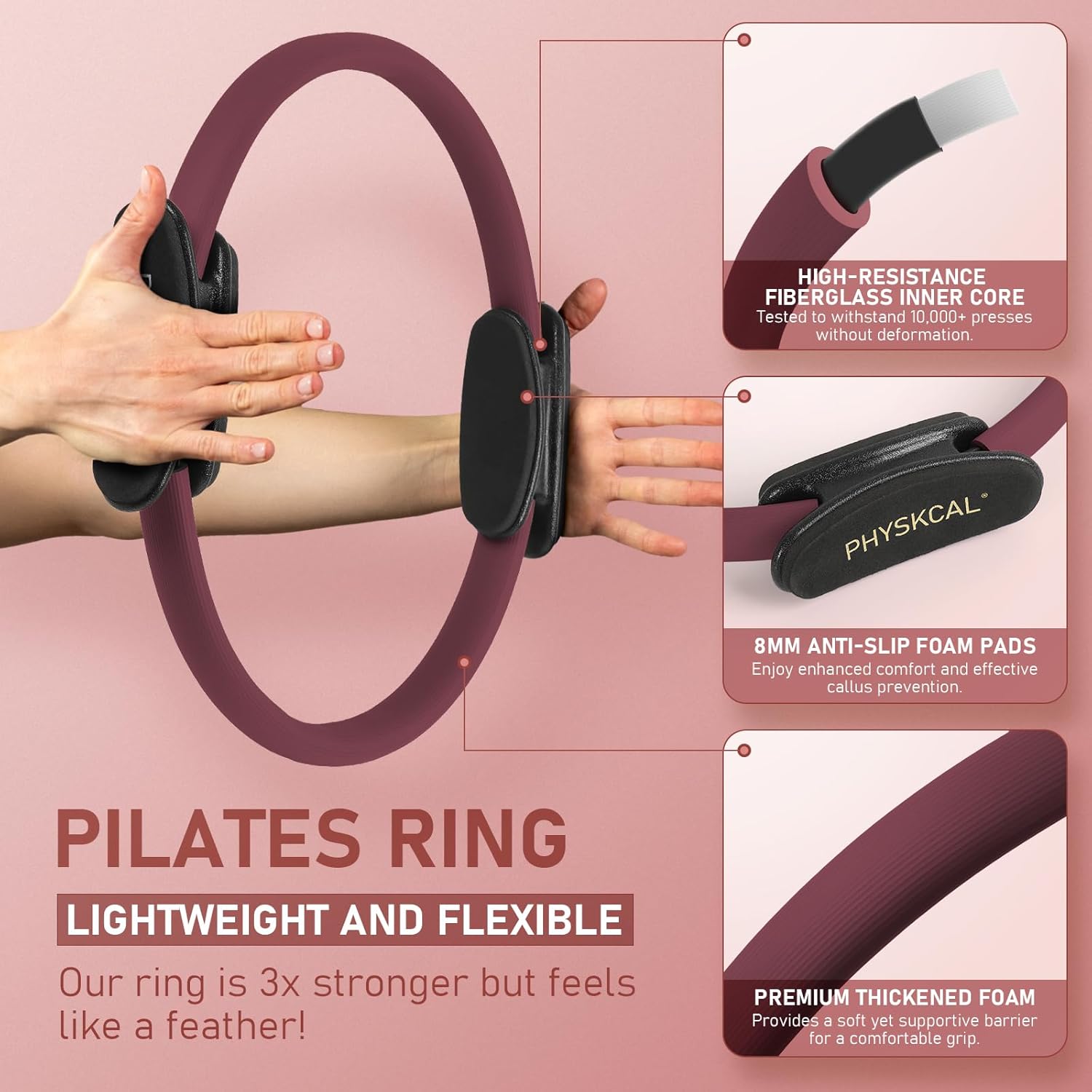 PhysKcal Pilates Kit, 15-Inch Pilates Ring with 1x Core Ball, 3X Resistant Loops and 2X Flex Bands, Home Pilates Equipment Set and Mat Pilates Essential Kit - Image 2