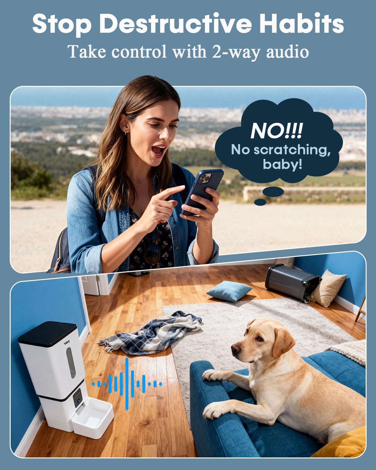 Automatic Dog Feeder Large Breed with Camera - 12L/50 Cups 5G WiFi App Control Dog Food Dispenser, Easy Setup, HD 1080P Video with Night Vision by Yakry - Image 6