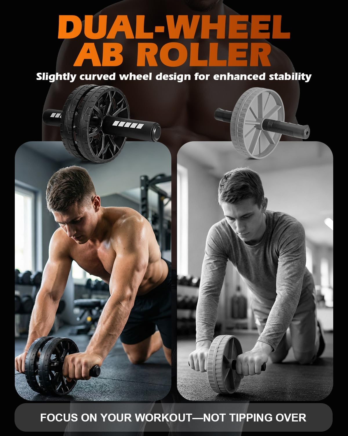 Upgraded Ab Roller Wheel, Abdominal Core Workout Equipment for Home Gym with Knee Pad, Full Body Strength Training Fitness Tool for Men and Women - Image 5