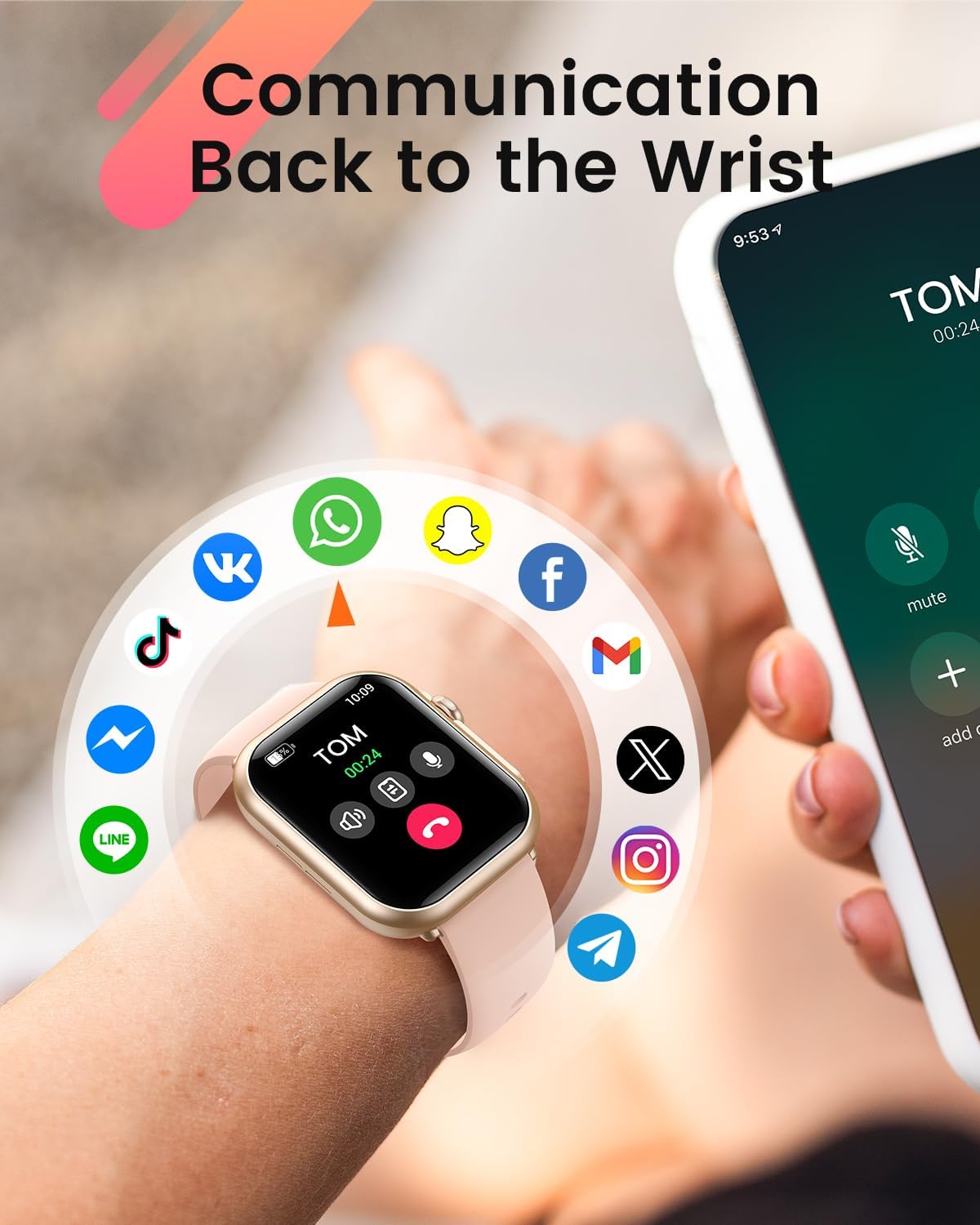 Smart Watch for Women Men Fitness: Smart Watch for iPhone&Android Bluetooth Call with SpO2 Sleep Heart Rate Monitor,IP68,Fitness Tracker with 120+Sport,Reloj Inteligente 30 Day+Battery Life, 2 Bands - Image 4