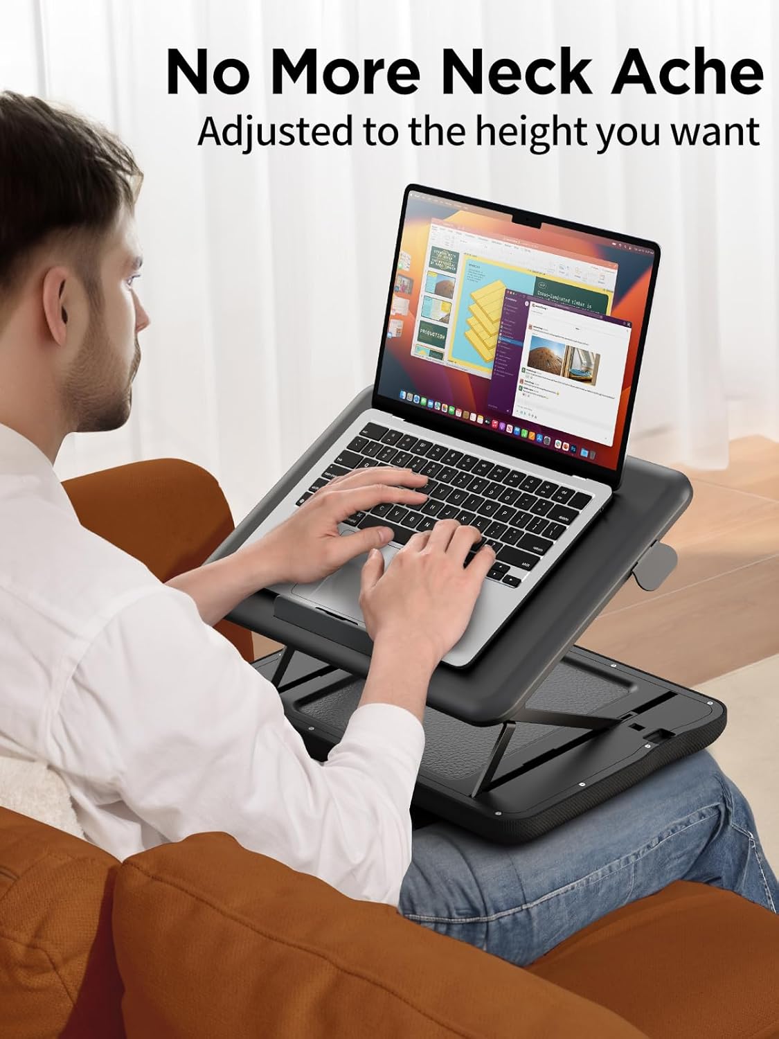 SAIJI Height & Tilt Adjustable Lap Desk, Portable Laptop Stand for Bed, Car, Couch and Recliner, Foldable Lap Desks - Up to 15.6 Inch Laptops - Image 9