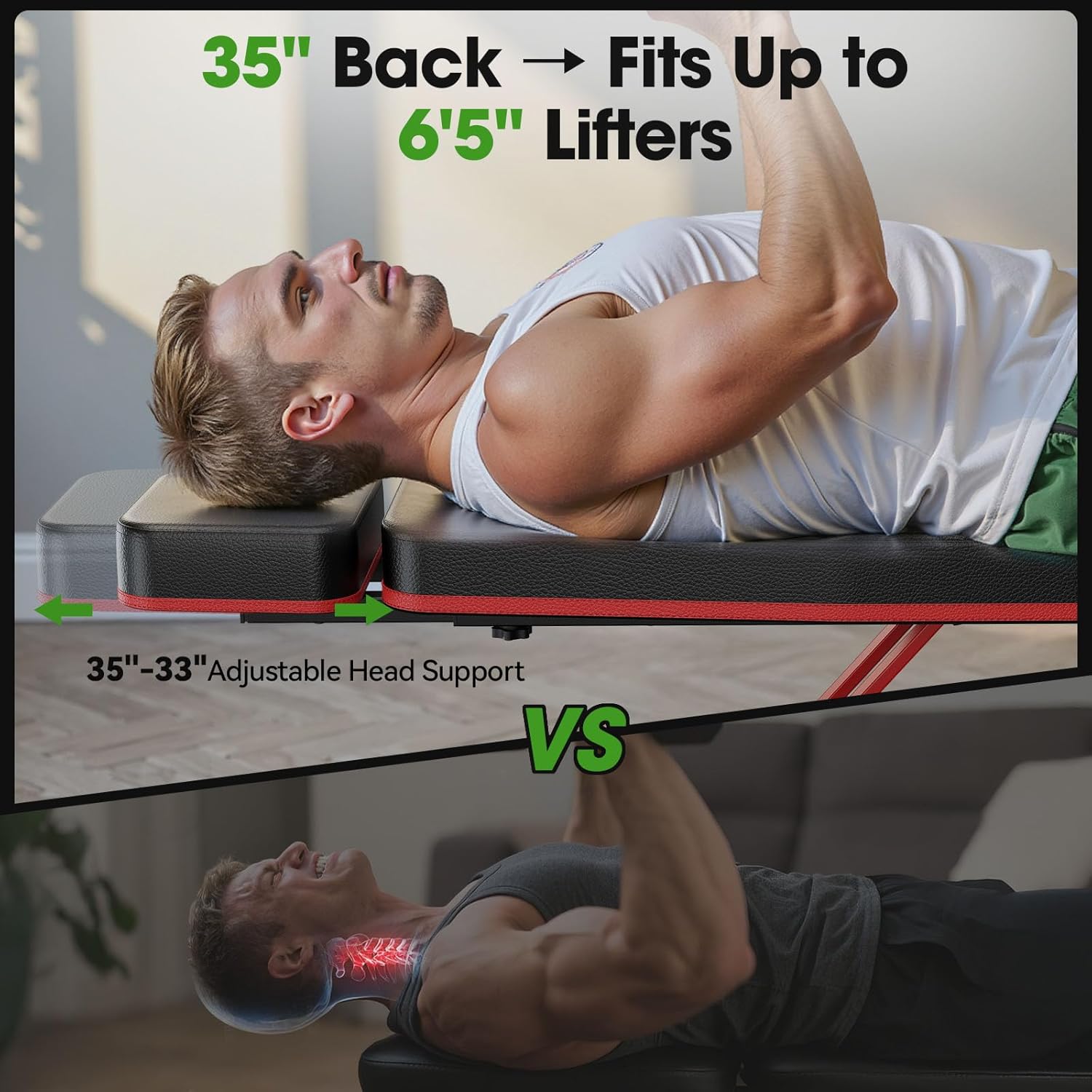 FLYBIRD WB3 Weight Bench up to 6'5", 750LBS Capacity Adjustable Weight Bench for Workout, 27LBS Sturdy Foldable Bench Press for Home Gym, 5X Stable Lifting Bench Incline Decline Flat Dumbbell Exercise - Image 2