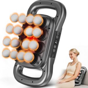 16- Head Massage Gun Set, Deep Tissue Percussion Massager, 2600mAh Quiet Electric Massage Tools with 9 Styles & Levels for Back, Shoulders, Legs, Foot, Body Muscle Pain Relief, Color Gunmetal