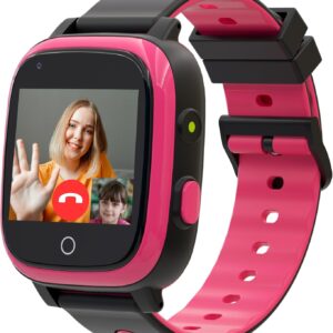 Toloso Kids Watch with GPS Tracker, Kids Smart Watch Boys with Phone & Video Call Voice Chat SOS Camera Alarm Pedometer Stopwatch Calculator Flashlight GPS Tracker Gifts for Kid Age 5-12(Pink)