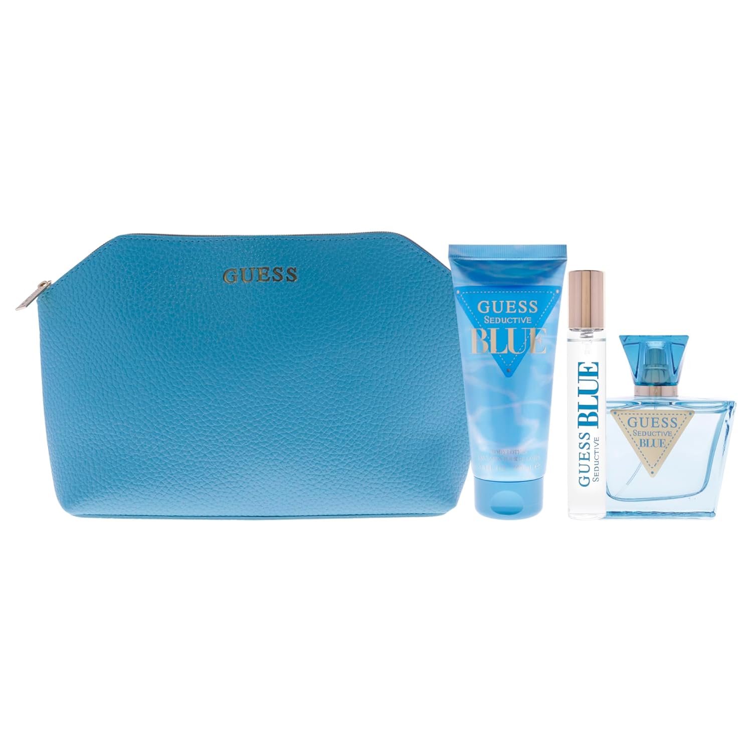 Guess Seductive Blue by Guess for Women - 4 Pc Gift Set 2.5oz EDT Spray, 3.4oz Body Lotion, 0.5oz EDT Spray, Pouch - Image 2