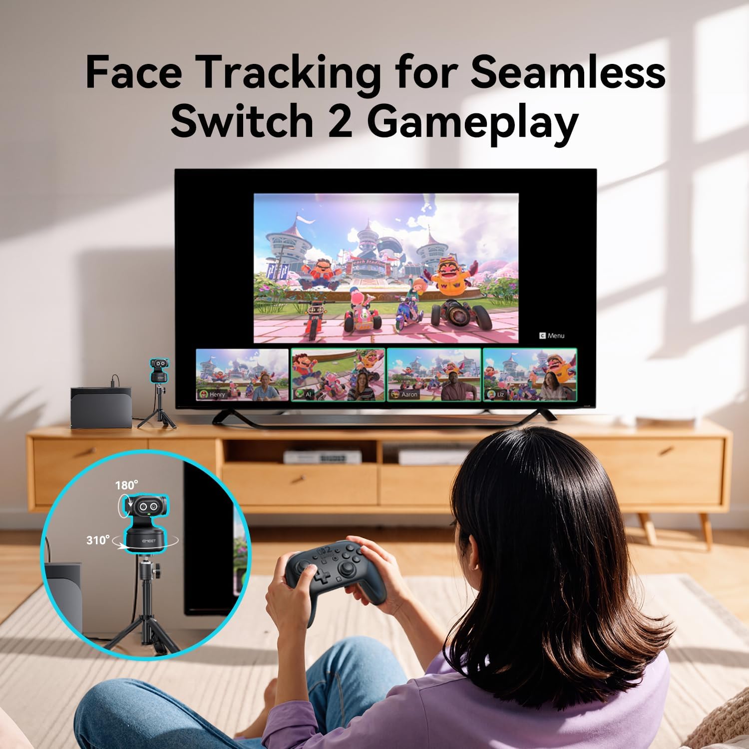 EMEET PIXY Dual-Camera AI-Powered PTZ Camera 4K, AI Tracking, PDAF&AI Autofocus 0.2s, 1/2.55'' Sony Sensor, 3 Mics, Presets, Gesture Control, 4K Webcam for Streaming and OBS/Twitch/Switch 2 Compatible - Image 9
