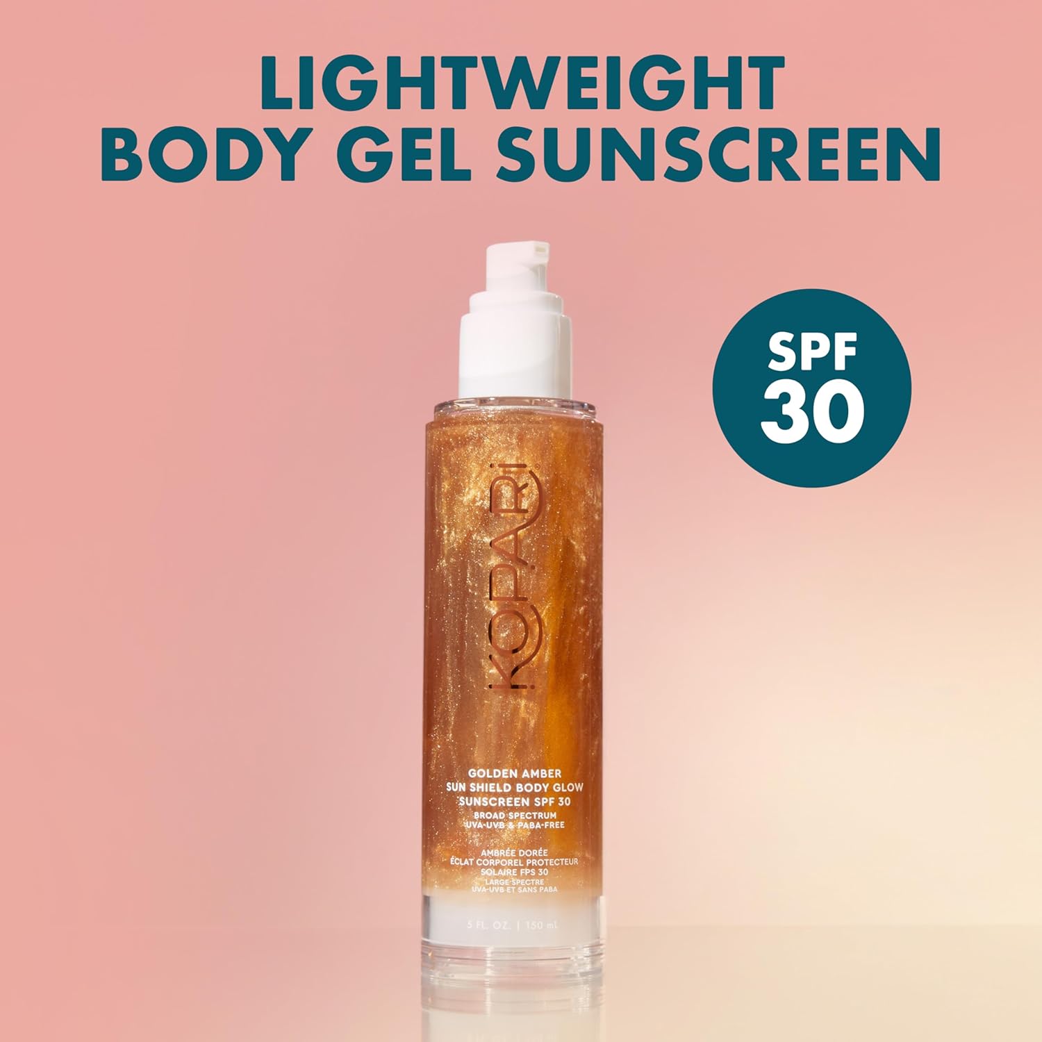 Kopari Sun Shield Body Glow, Broad Spectrum SPF 30, Lightweight Shimmering Gel Texture Absorbs Quickly, Non Sticky, Glowing Results, Golden Amber 5 oz - Image 2