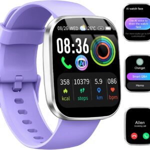uaue AI Smart Watch with ChatGPT, 1.91″ Bluetooth Calling Smartwatch for Men Women, 110+ Fitness Modes Activity Tracker, Sleep/Heart Rate/Calorie Monitor, IP68 Waterproof Step Counter for Android iOS