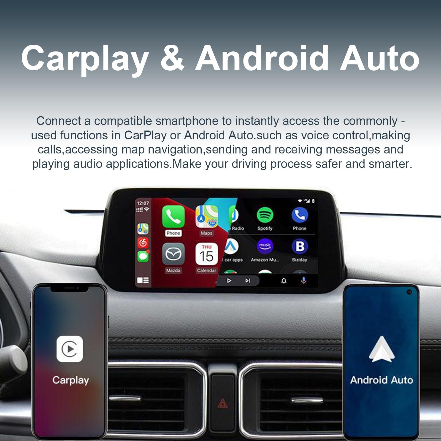 Mazda Apple CarPlay & Android Auto Retrofit Kit (2025 Upgrade) - OEM TK78-66-9U0C Hub for MZD Connect - Compatible with Mazda 2/3/6/CX-3/CX-5/CX-9/MX-5 (2015-2020 Models) (P2) - Image 3