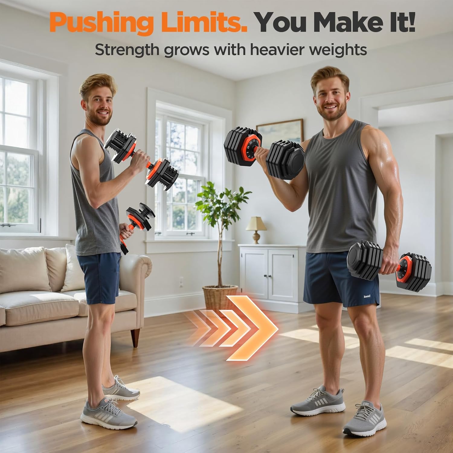 2026 FDB2 Updated Adjustable Dumbbell Set of 2, 110lbs/50lbs Weights Dumbbell Set with Storage Box, 25lbs/55lbs Adjustable Weights with Anti-slip Silicone Grip, Weight Set For Home Gym Suit both Men and Women - Image 8