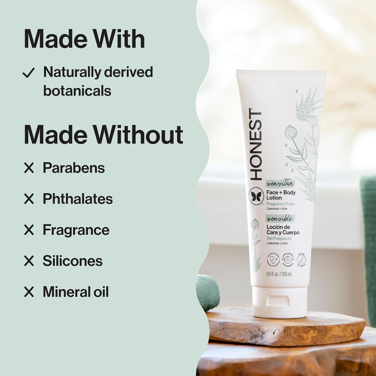 The Honest Company Hydrating Face and Body Lotion, Fast Absorbing, Naturally Derived, Hypoallergenic, Fragrance-Free, Sensitive, 8.5 fl oz - Image 4