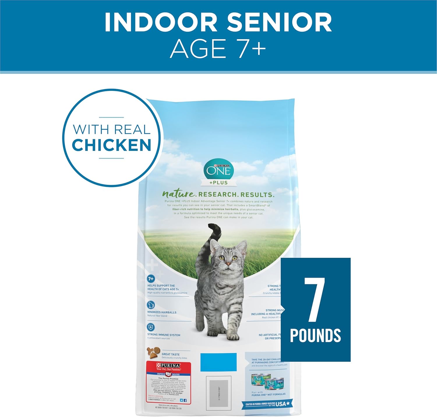 Purina ONE High Protein, Natural Senior Dry Cat Food, Indoor Advantage Senior+ - 7 Lb. Bag - Image 8
