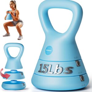 EAST MOUNT 15LB Adjustable Kettlebell Set – 3-in-1 (5/9/15 LB), Compact Adjustable Weights, Wide Triangle Handle and Wrist-Friendly Design for Home Gym, Full-Body Workouts and Strength Training