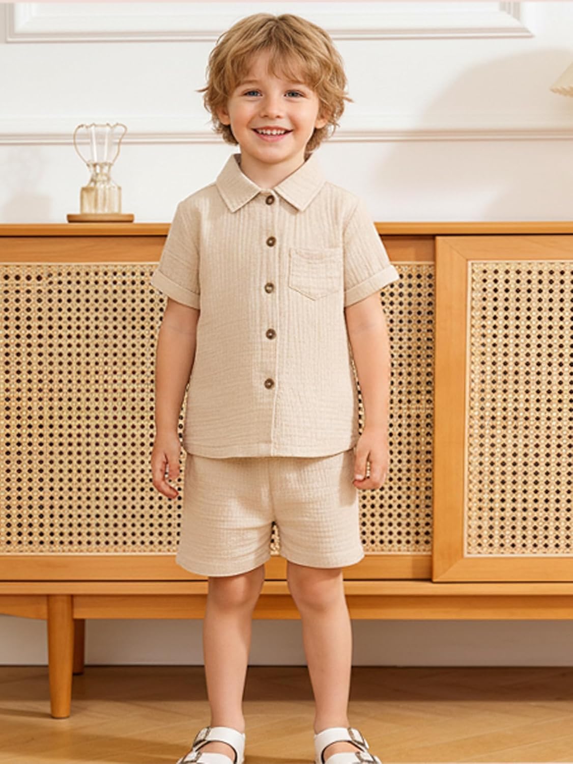 Baby Boys Summer Clothes Toddler Boys Button-down Shirt Tops + Shorts Outfit 2PCS 6 Months-7 Years - Image 2