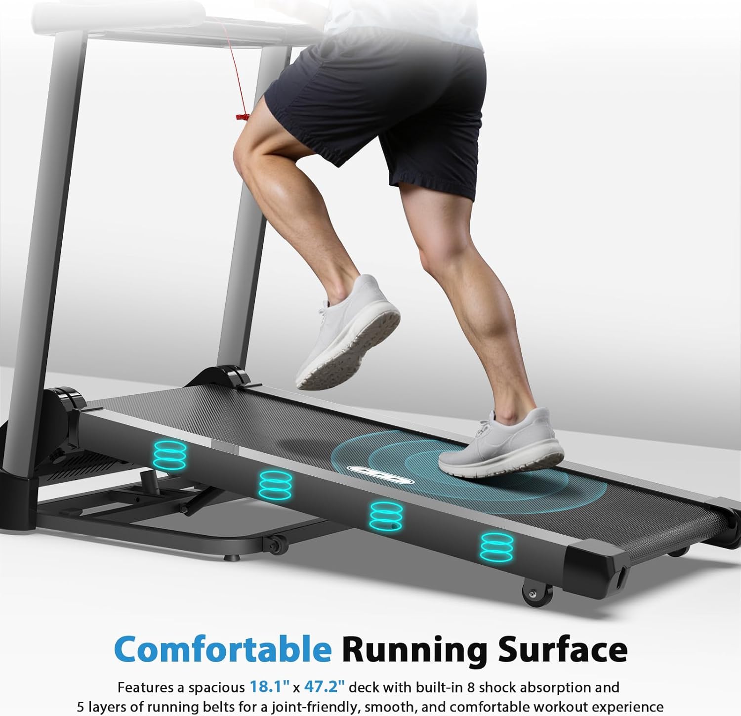 CIIHI Treadmill with Auto Incline - 450 LBS Capacity 15% Auto Incline Treadmill for Home, 0.5-10 MPH Foldable Running Machine with 47.2”x18.1” Belt, APP, Speaker, Speed & Incline Quick Button - Image 9
