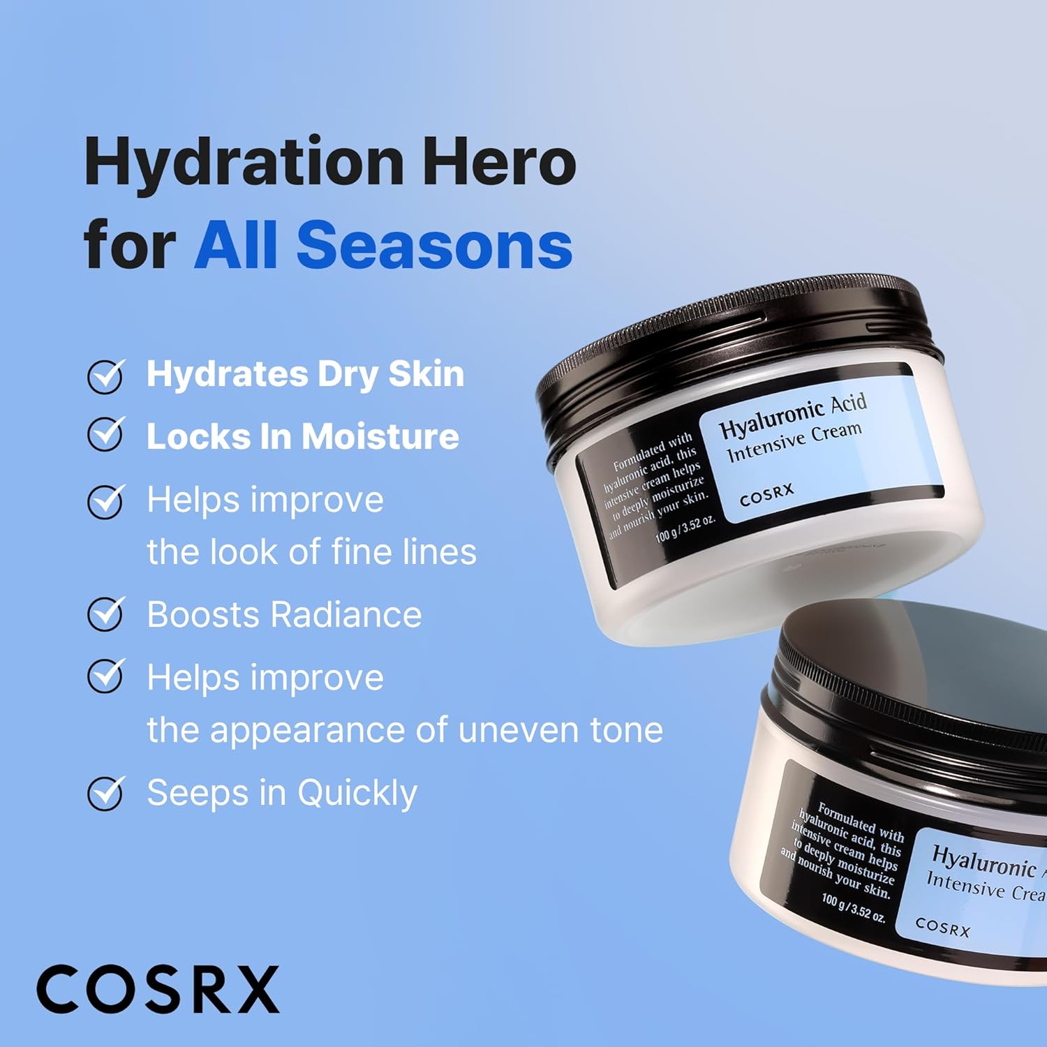 COSRX Hyaluronic Acid Moisturizing Cream, Lightweight, Non-Greasy, Long-lasting Hydration for Glass Skin, Daily Moisturizer for Sensitive Skin, Moisture Barrier Repair, Korean Skin Care, 3.52 oz - Image 5