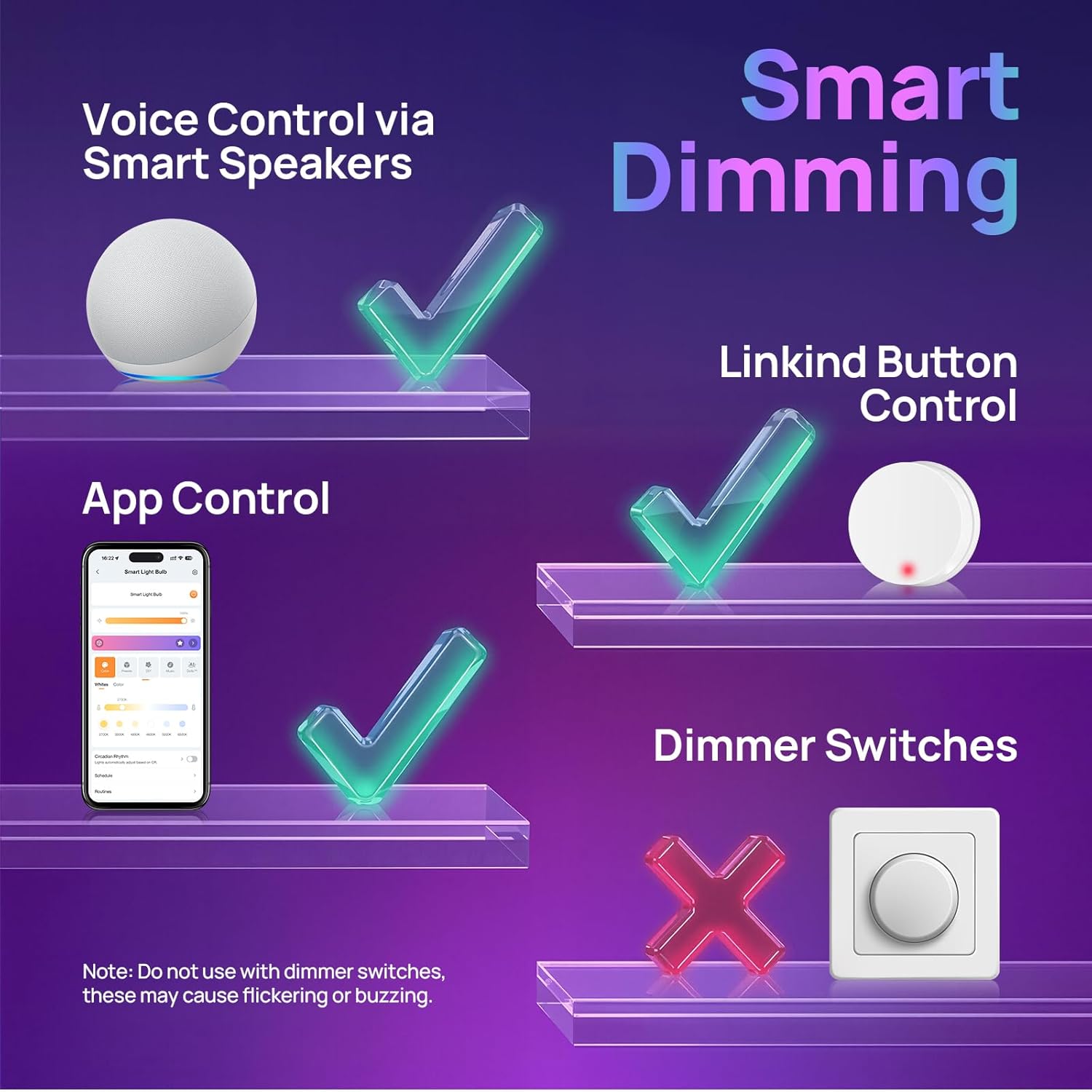 Linkind Matter Smart Light Bulb, WiFi Smart Bulbs, Work with Apple Home, Siri, Alexa, Google, SmartThings, RGBTW Color Changing Bulbs Mood Lighting, Music Sync, A19 E26 60W, 2.4Ghz WiFi 6 Pack - Image 9