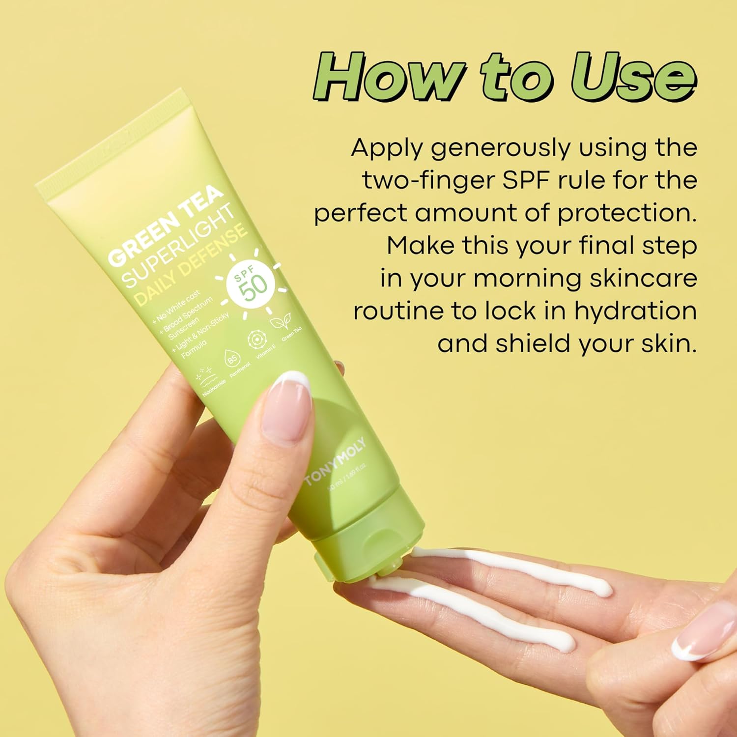 TONYMOLY Green Tea Korean Sunscreen SPF 50+ PA++++ — No White Cast, Lightweight Face Sunscreen for All Skin Tones, Hydrating with Niacinamide, Panthenol & Hyaluronic Acid, 1.69 fl oz - Image 7