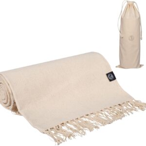 Tharie Hand-Woven Organic Cotton Yoga Mat, Washable & Good Grip, Standalone or as Topper, 70 x 196 cm, Made in India
