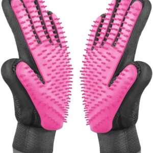 BYETOO Pet Dog Cat Grooming Glove with 261Tips,Gentle Deshedding Brush Glove,Efficient Pet Hair Remover Mitt,Massage Tool with Enhanced Five Finger Design,for Dog,Cat,Rabbit,Horse with Long/Short Fur