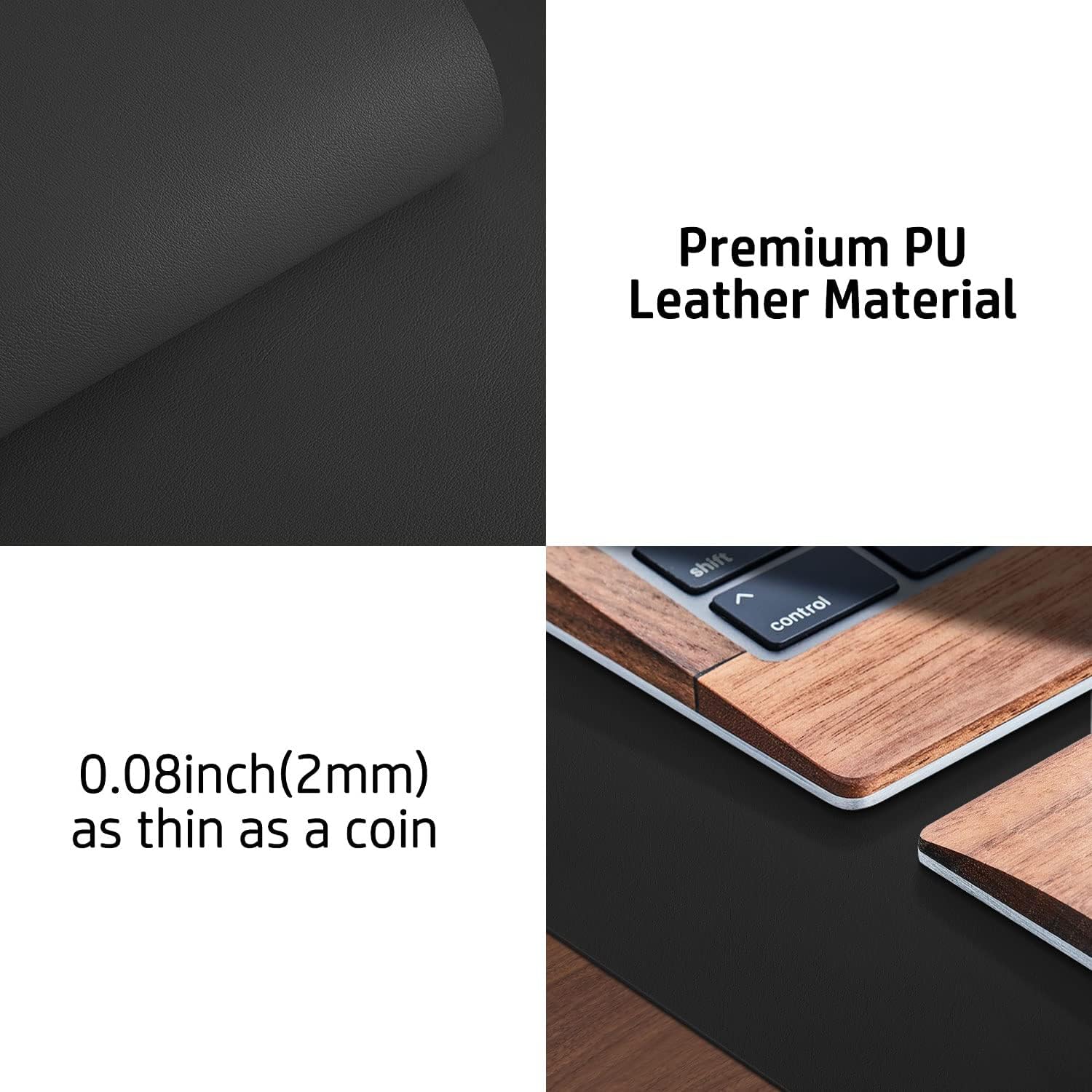 Aothia Leather Office Desk Pad Protector, Non-Slip PU Leather Desk Blotter, Waterproof Laptop Writing Mouse Pad for Office and Home, Black, 31.5" x 15.7" - Image 7