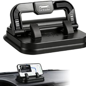 Car Phone Holder 360 Degree Rotation, 2 in 1 Dashboard Stand & Number Plate Cellphone Mount, Horizontal and Vertical Screen Adjustment Angle, Suitable for car Navigation in-car Dashboard (Black)