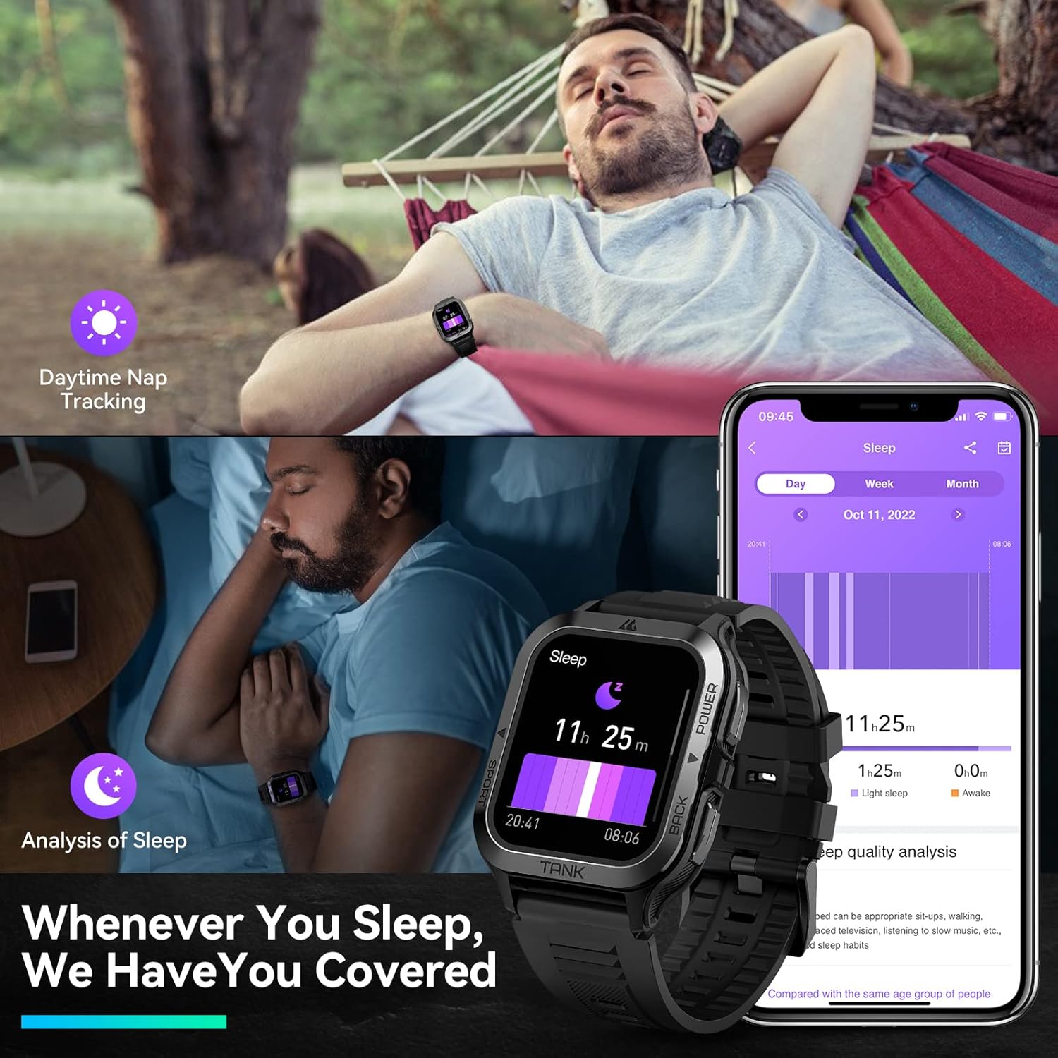 AMAZTIM Smart Watch, 60 Days Extra-Long Battery, 50M Waterproof, Rugged Military Bluetooth Call(Answer/Dial Calls), 1.85" Ultra Large HD Display, AI Voice Assistant, Compatible for Android and iOS - Image 7