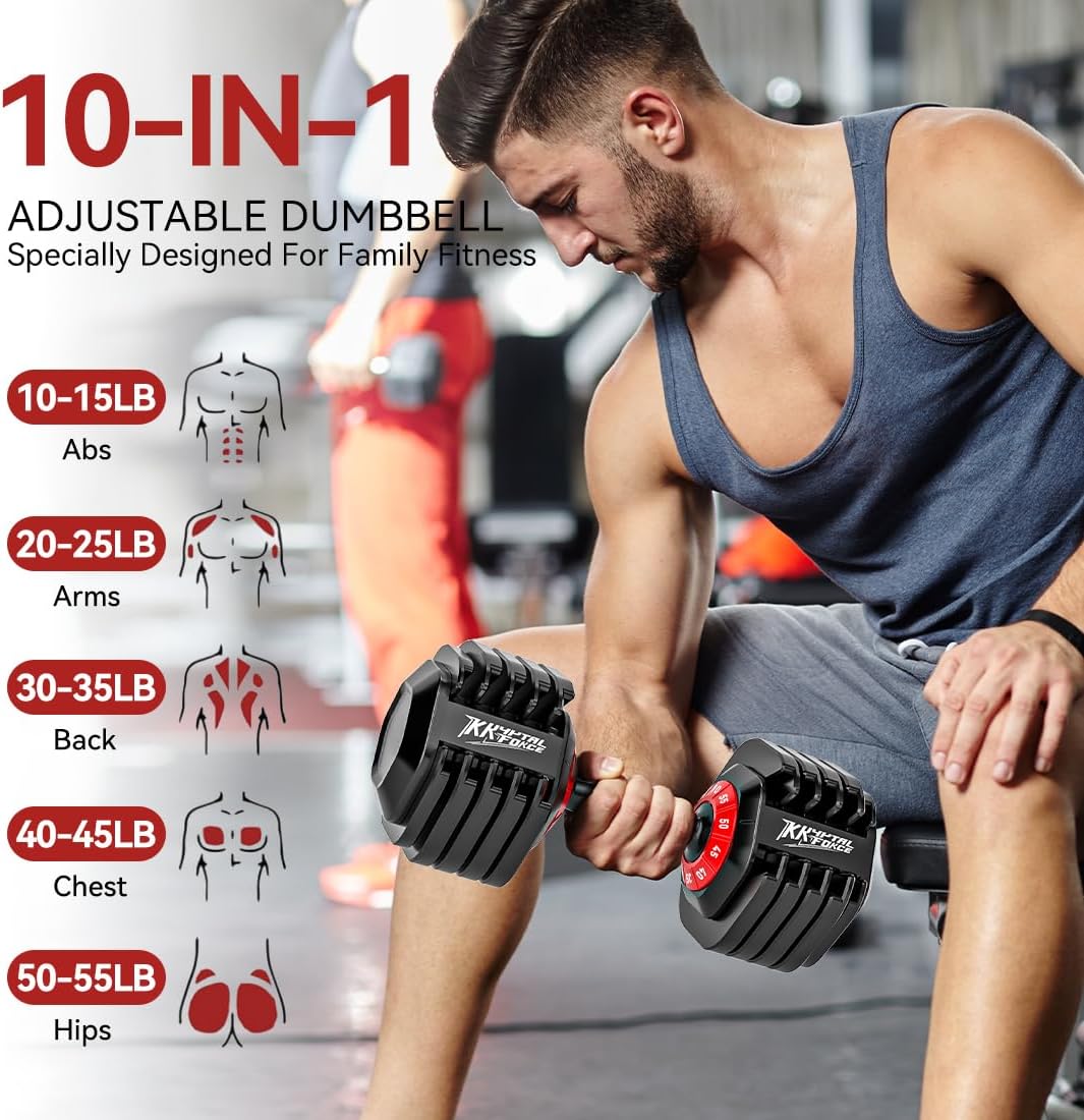 Adjustable Dumbbell Set of 2, 110lbs/50lbs Free Weights Dumbbell Set, 5-in-1/10-in-1 Quick-Lock Hand Weights, 25lbs/55lbs Pair with Anti-Slip Texture Handle, Weight Set For Home Gym Suit both Men and Women - Image 2