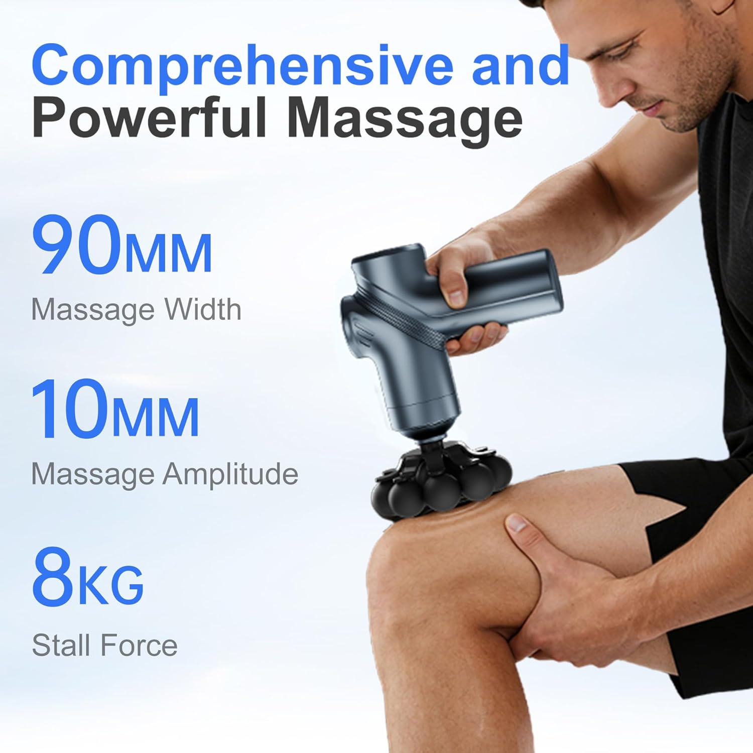 LEERCON Massage Gun Deep Tissue, Back Massager for Pain Relief, Silent Mini Muscle Massager with 9 Massages Heads Birthday Gifts for Men Women Dad Him (Blue) - Image 3