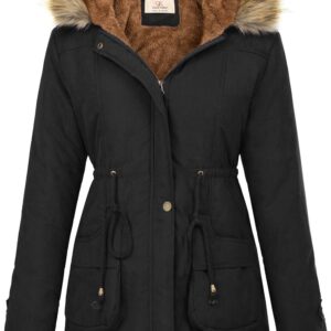GRACE KARIN Women’s Winter Coats Fleece Parkas Anoraks Hooded Military Jacket Coats