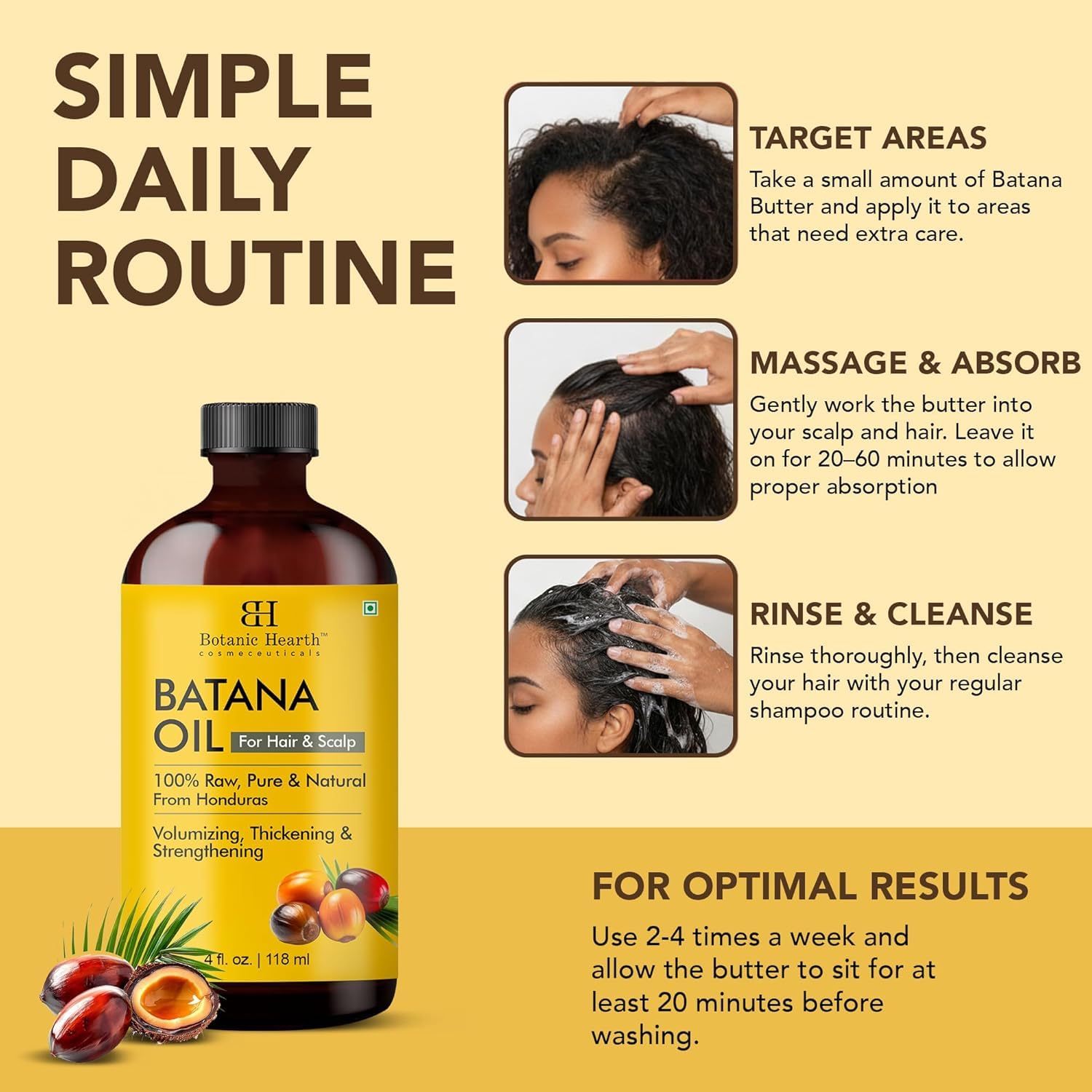 Botanic Hearth Batana Oil for Hair Growth & Hair Treatment Oils 4 Fl Oz | Dr Sebi Inspired, 100% Raw & Pure Batana Oil | Scalp & Hair Treatment for Thickness & Strength | All Hair Types - Image 5