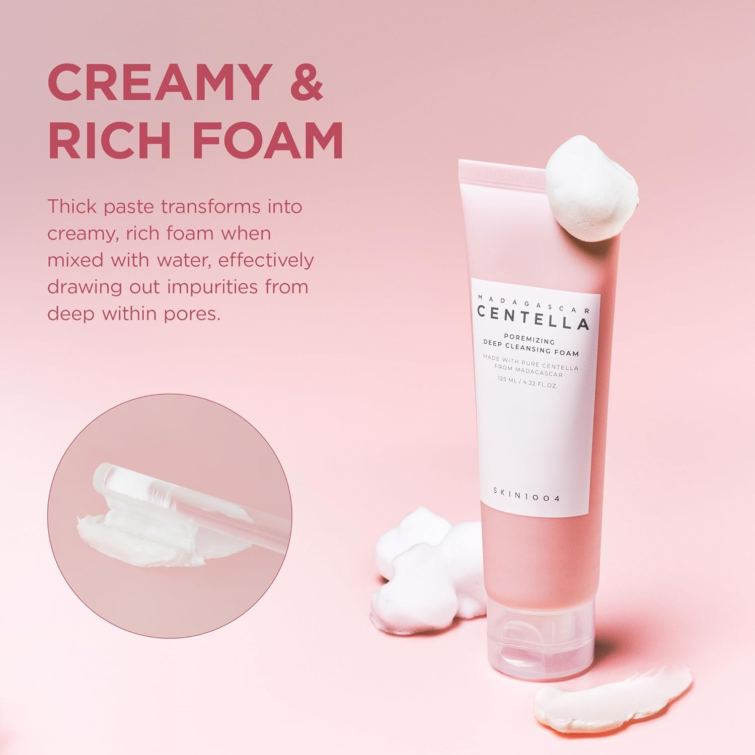 SKIN1004 Poremizing Deep Cleansing Foam, 4.23 fl.oz, 125ml, Makeup Remover, Korean Face Cleanser with Himalayan Pink Salt & Madagascar Centella Asiatica for Facial Pore Cleansing, Korean Skin Care - Image 6