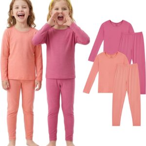 PurComfy SuperSoft Toddler Pajama Set, 4-Piece Bamboo Viscose Snug-Fit Sleepwear for Boys Girls, Long Sleeve Toddler Clothes
