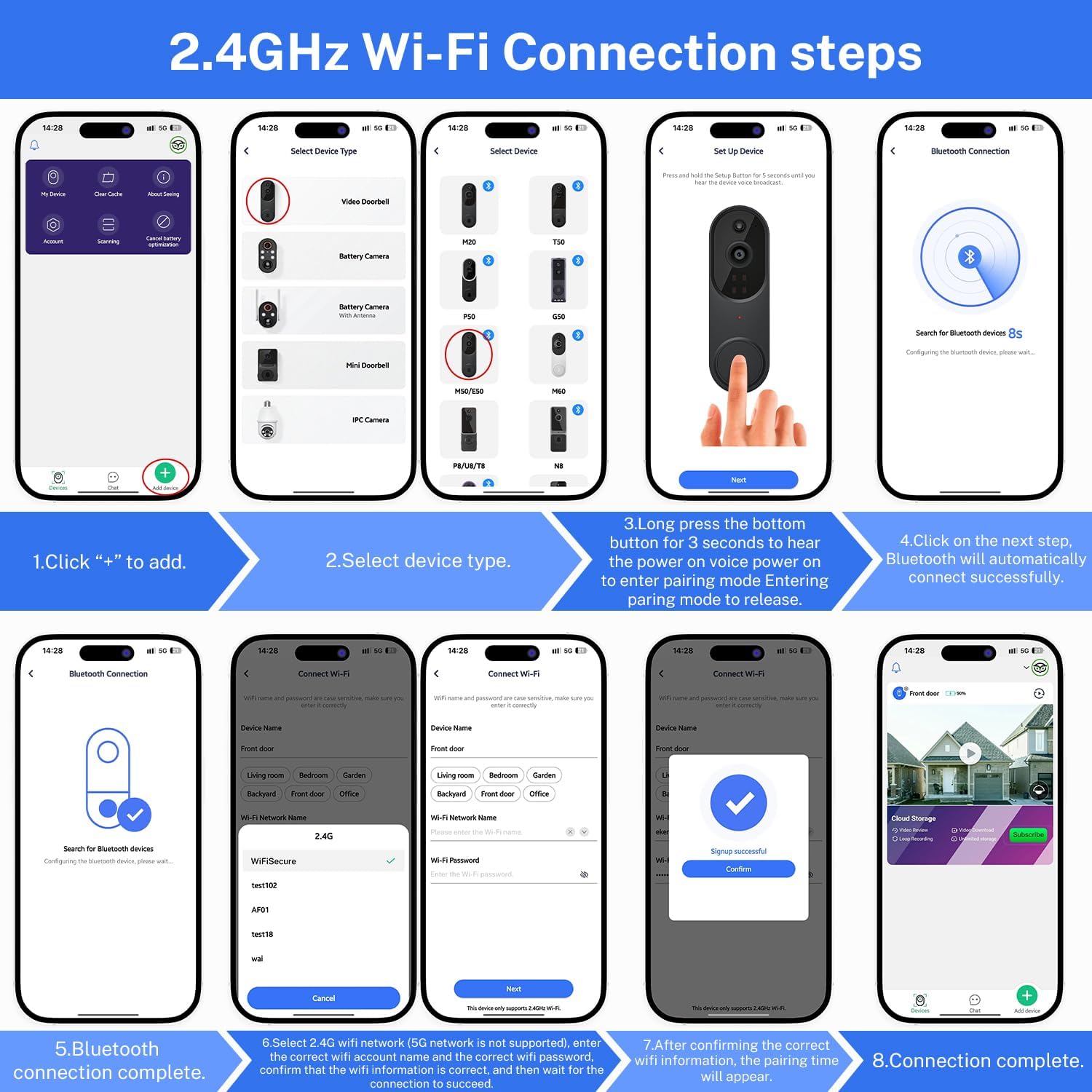 GridTera Smart Video Doorbell Camera Wireless, AI Human Detection and Instant Alerts, Night Vision, 2-Way Audio, Battery Powered, Cloud Storage Sold Seperately, 2.4G WiFi (Chime Included) - Image 9