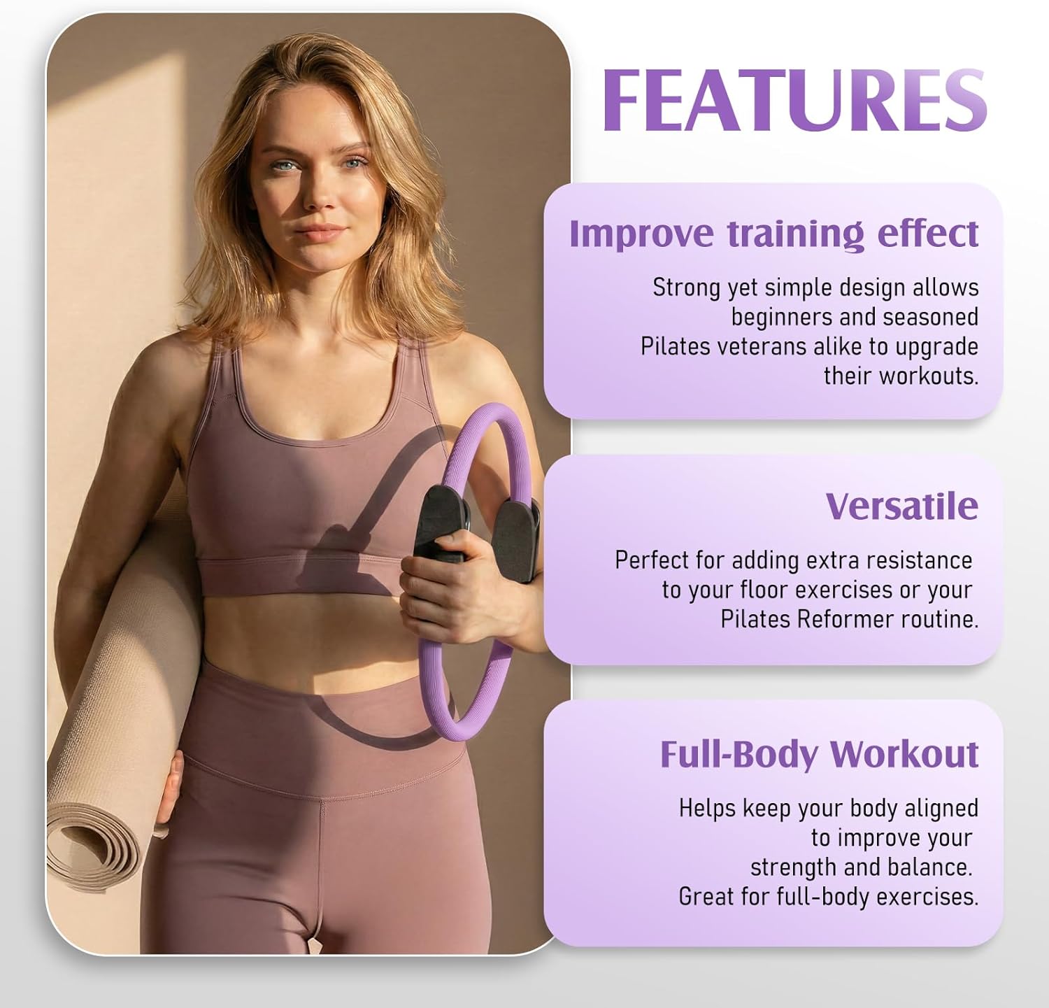 JKSHMYT Pilates Ring Fitness Circle for Women, Pilates Equipment – 14.5" Home Magic Exercise Workout, Better me Pilates Essentials Starter Set for Beginners Toning Shape Full Body - Image 4