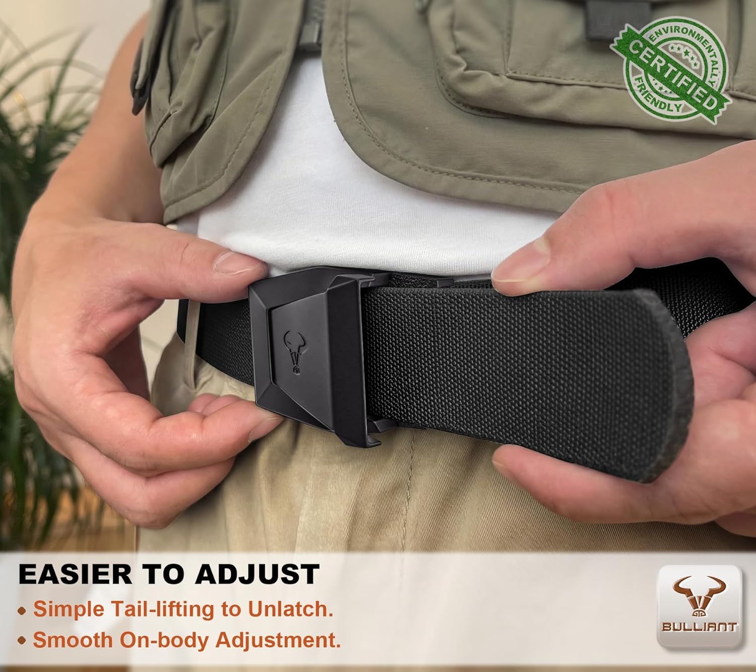 BULLIANT Men Tractical Belt,Stretch Western Rigger Web Belt For Cowboy Military Heavy Duty Hiking Hunting 1.5"-Cut For Fit - Image 4
