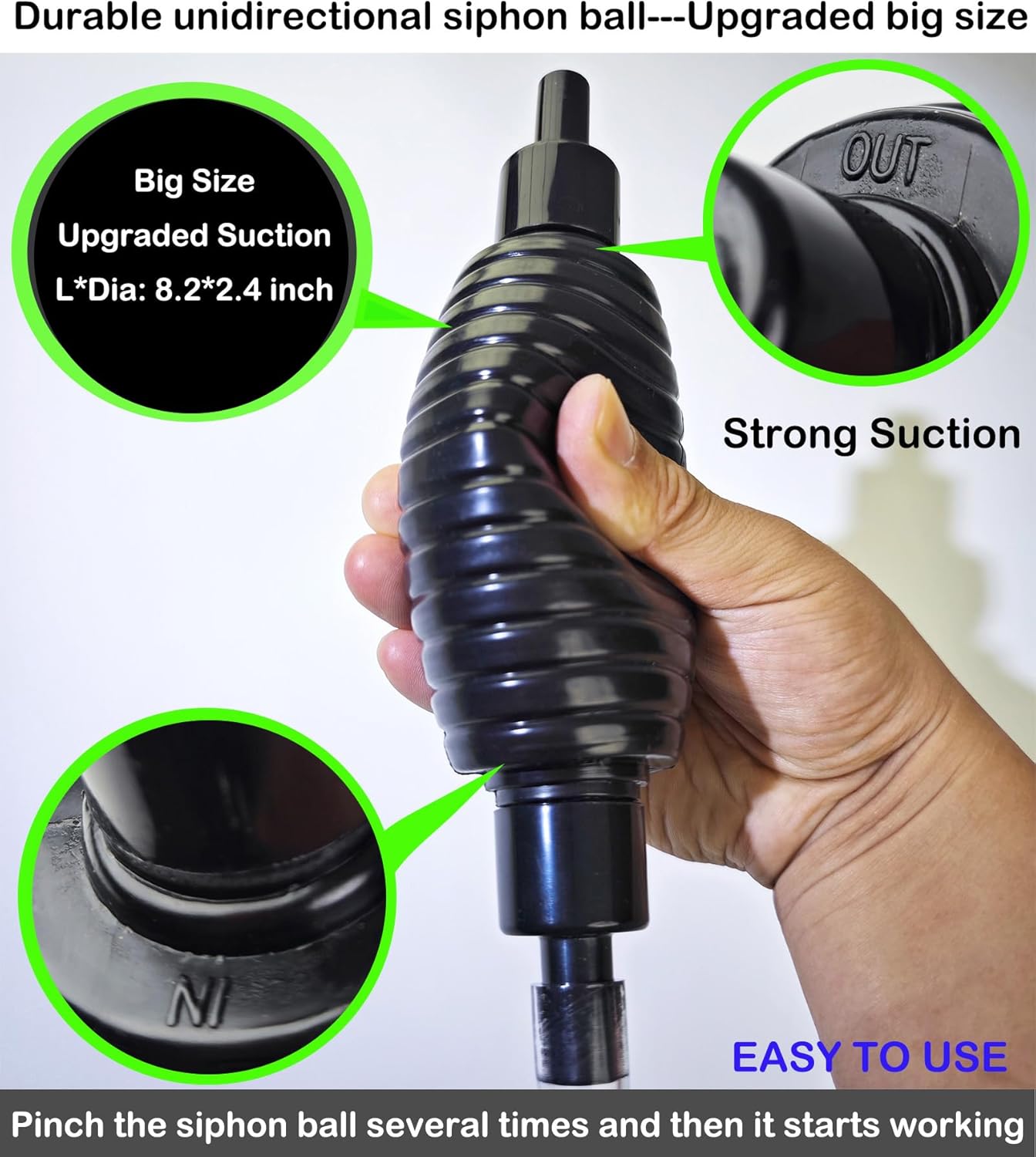 7ft Aquarium Gravel Vacuum Cleaner - Hand Pump Siphon Water Changer for Fish Tank Cleaning Gravel & Sand - Image 4