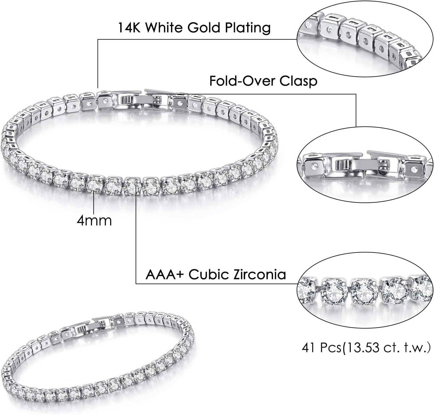 Women's 14K Gold Plated Jewelry Bracelet Set - Stylish Thin Dainty Chain, Stackable Cuban Link and Paperclip Bracelets - Image 3
